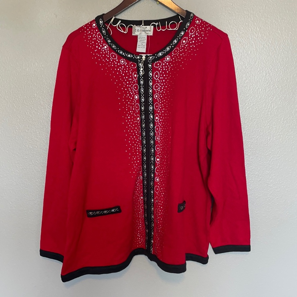 🎄C.D Daniels Embellished zip-front cardigan